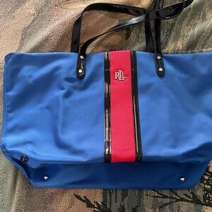Ralph Lauren Blue Tote with Red Stripe
